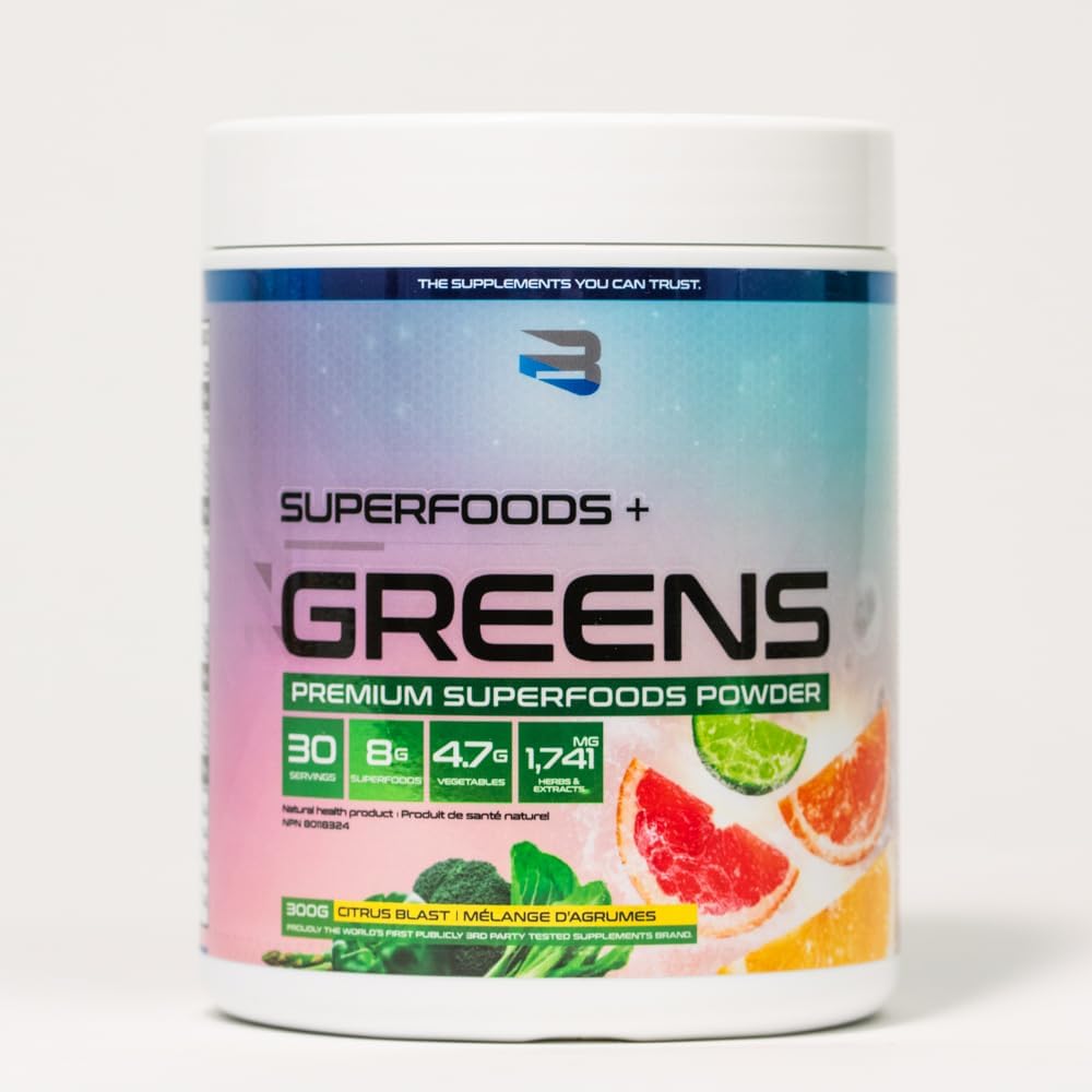 Superfoods+ Greens premium superfoods powder container on a white background