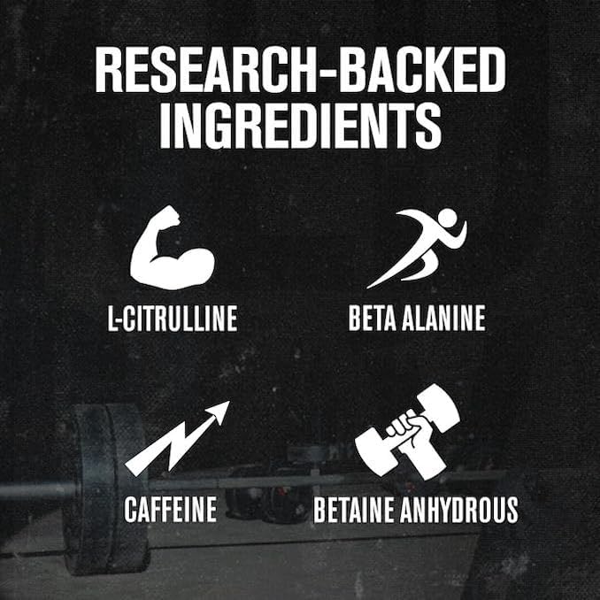 Black background with white text and icons about research-backed ingredients for a supplement.