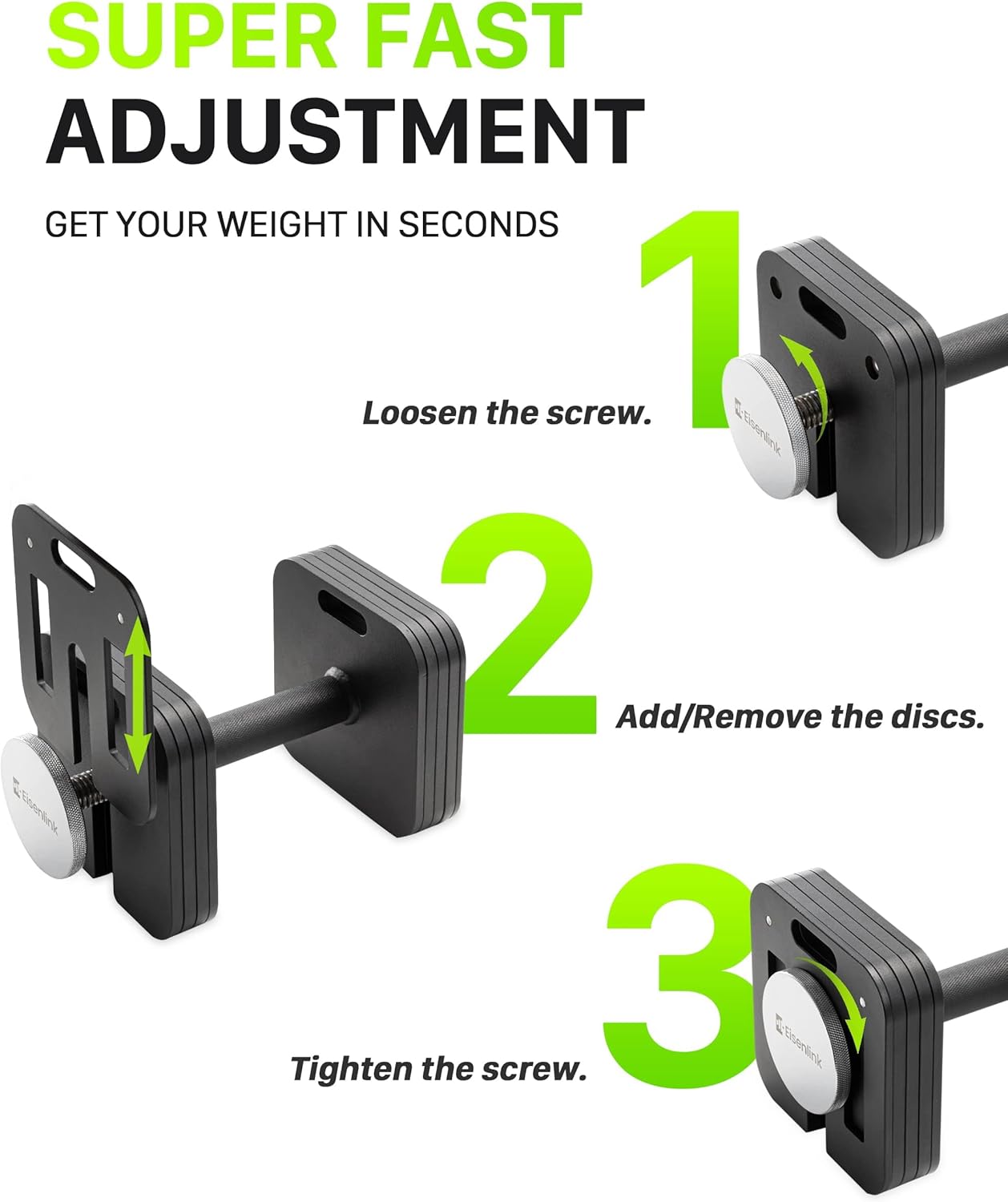 Instructions for adjusting weight plates with text and diagrams on a white background