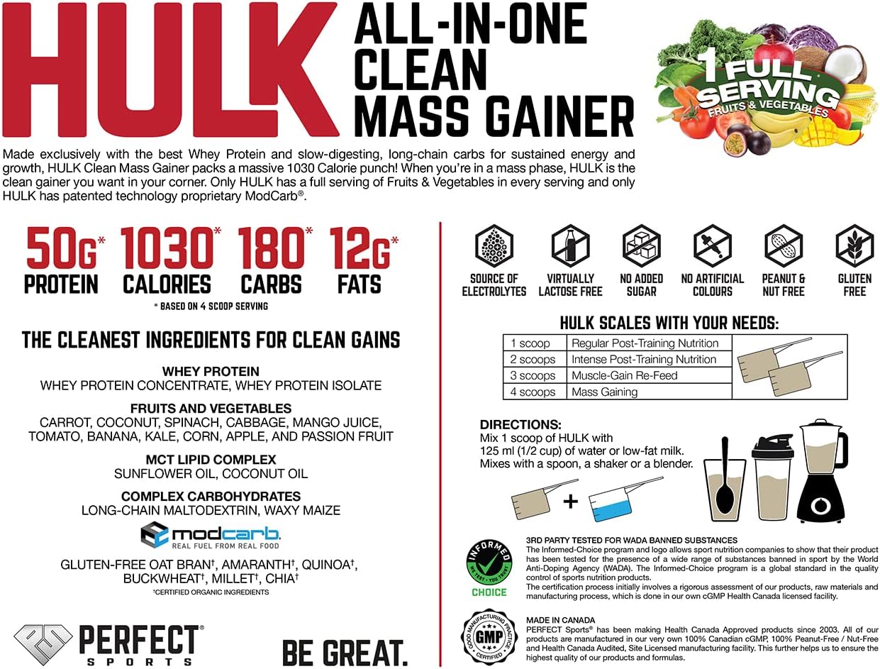 Perfect Sports Hulk Mass Gainer - Banana - 72 Servings