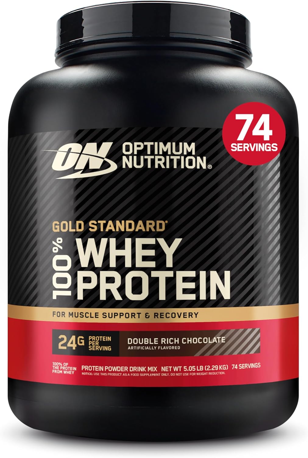 Optimum Nutrition Gold Standard 100% Whey Protein Powder - Double Rich Chocolate - 5lbs