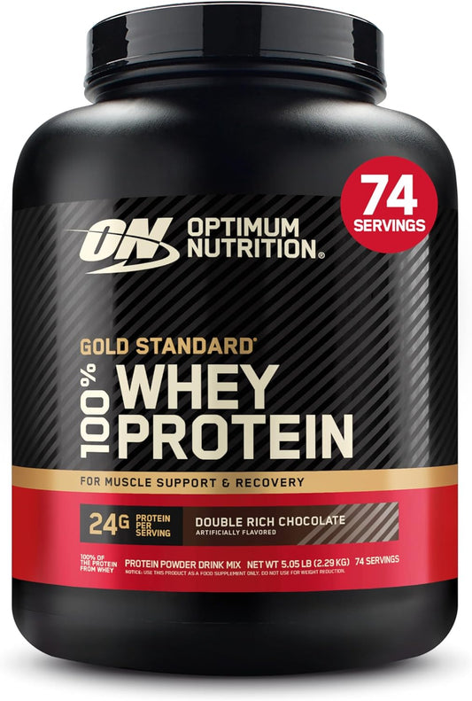 Optimum Nutrition Gold Standard 100% Whey Protein Powder - Double Rich Chocolate - 5lbs