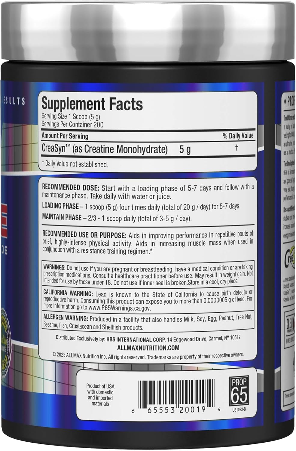 ALLMAX Creatine Monohydrate - Unflavoured - 200 Servings