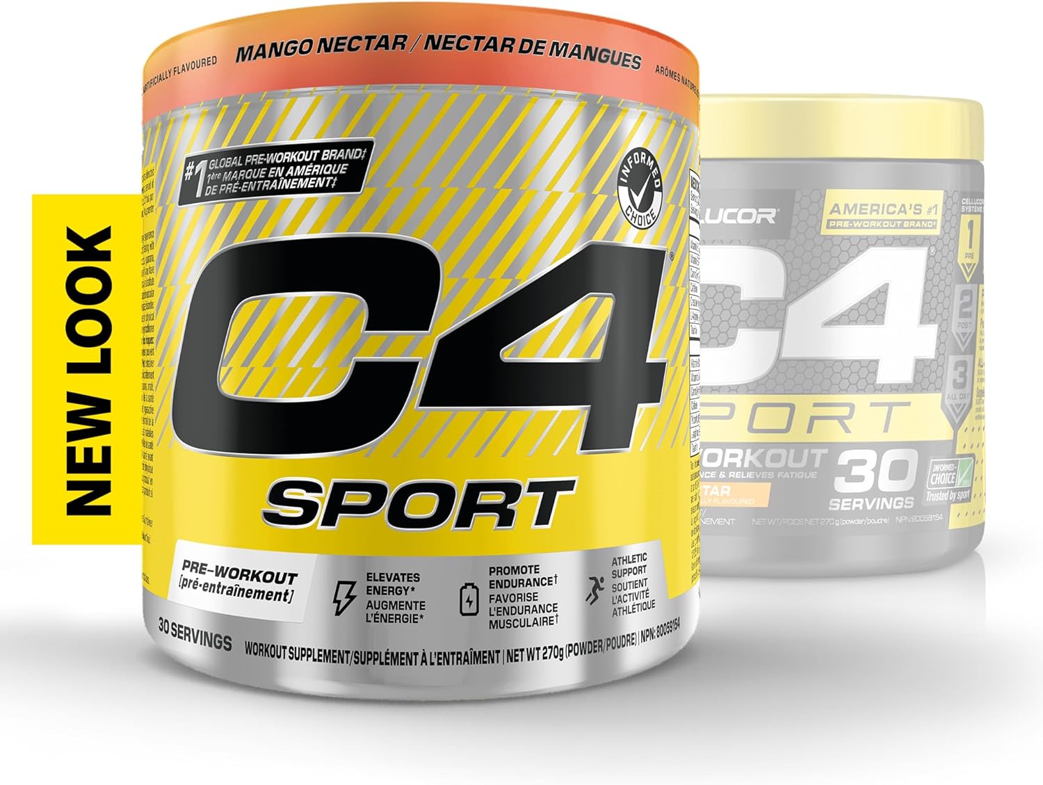 Two containers of C4 Sport pre-workout supplement on a white background