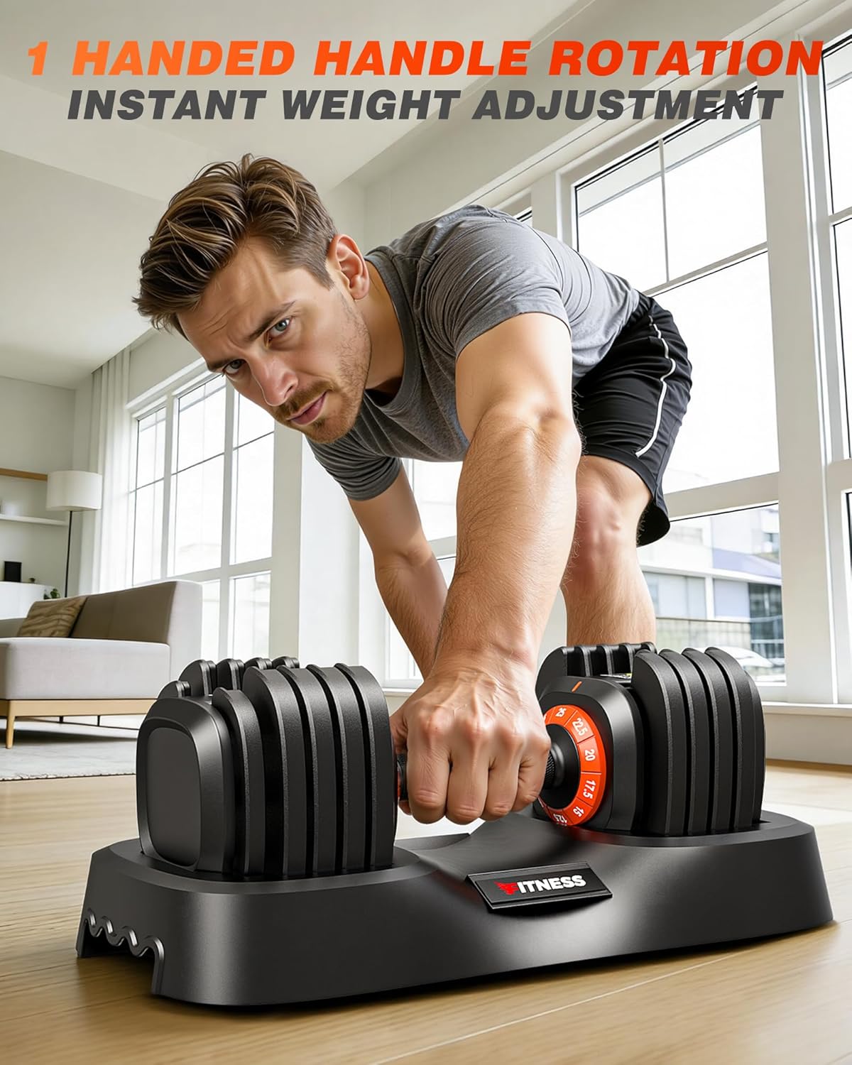 Rendpas Adjustable Dumbbells - 10 Weight Settings (2.5 - 25lbs)