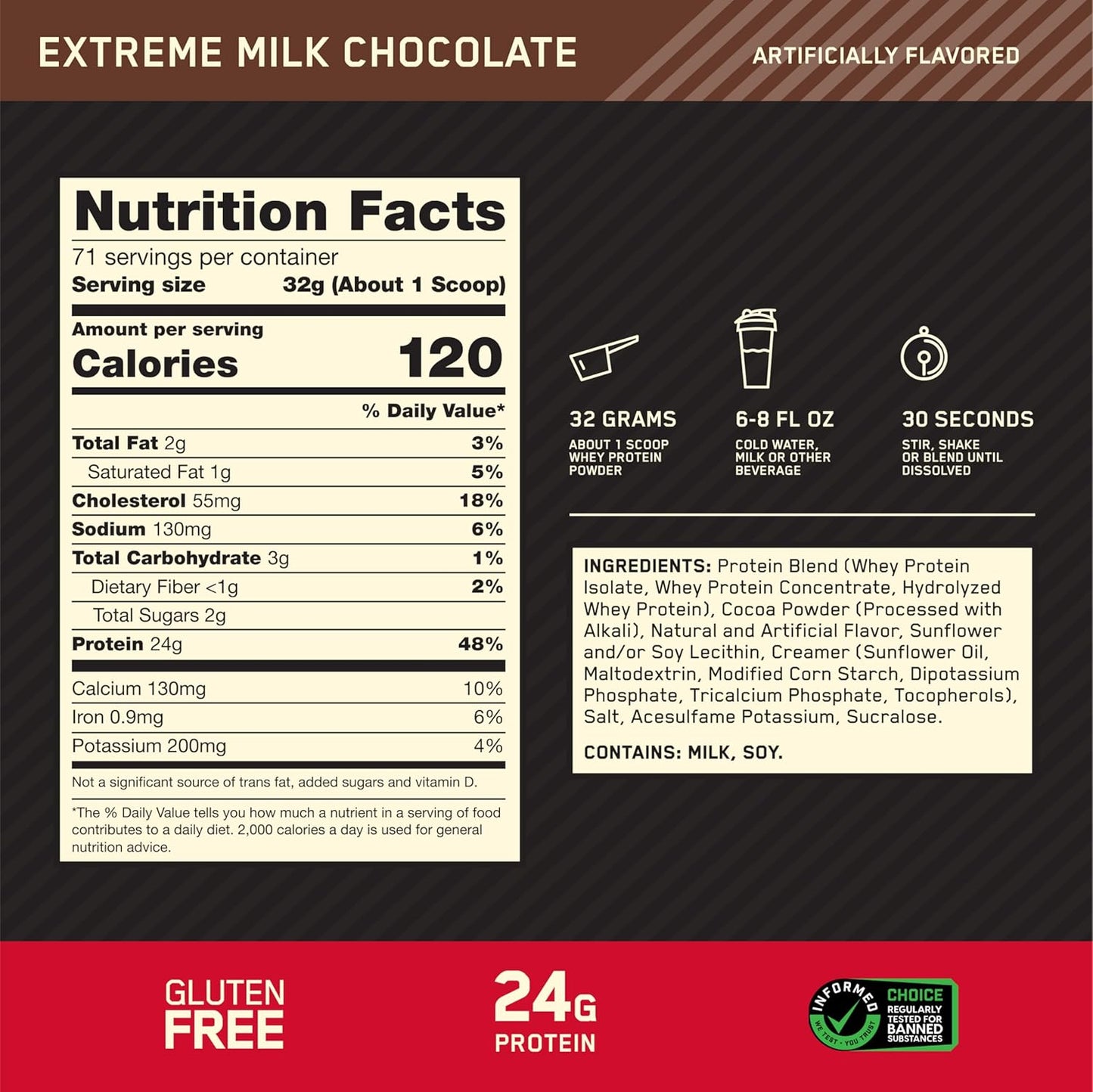 Optimum Nutrition Whey Protein - Extreme Milk Chocolate - 70 Servings