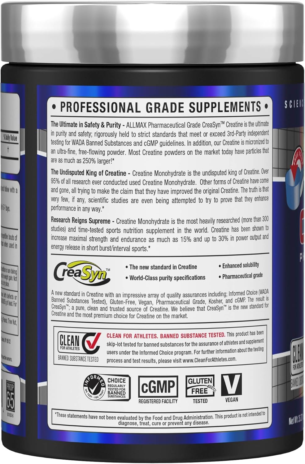 ALLMAX Creatine Monohydrate - Unflavoured - 200 Servings