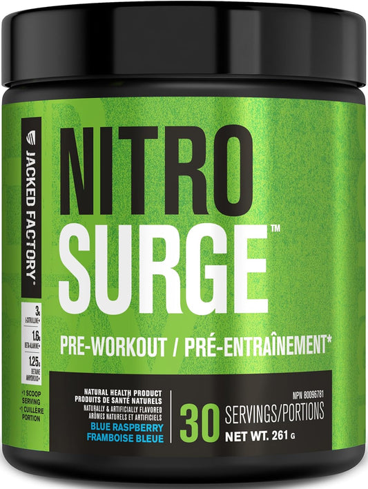 Jacked Factory NitroSurge Pre Workout - Blue Raspberry - 30 Servings