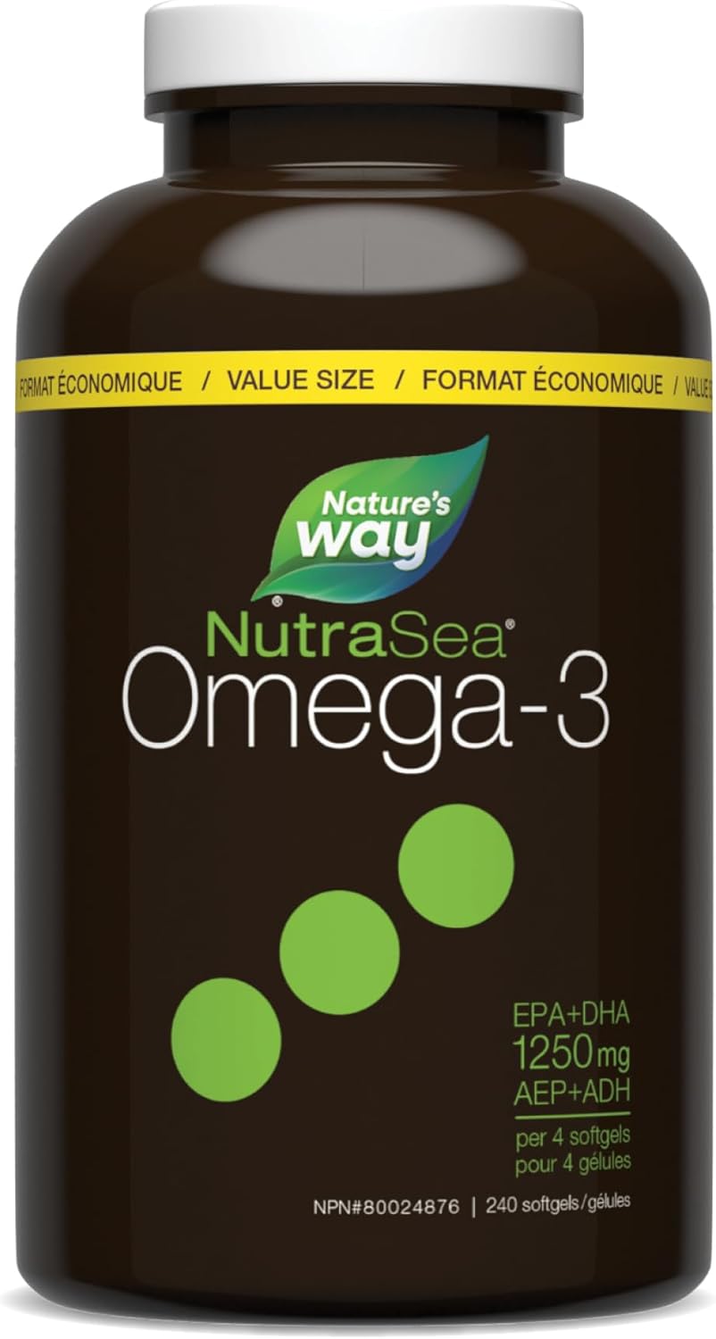 Nature's Way NutraSea Omega-3 supplement bottle on a white background
