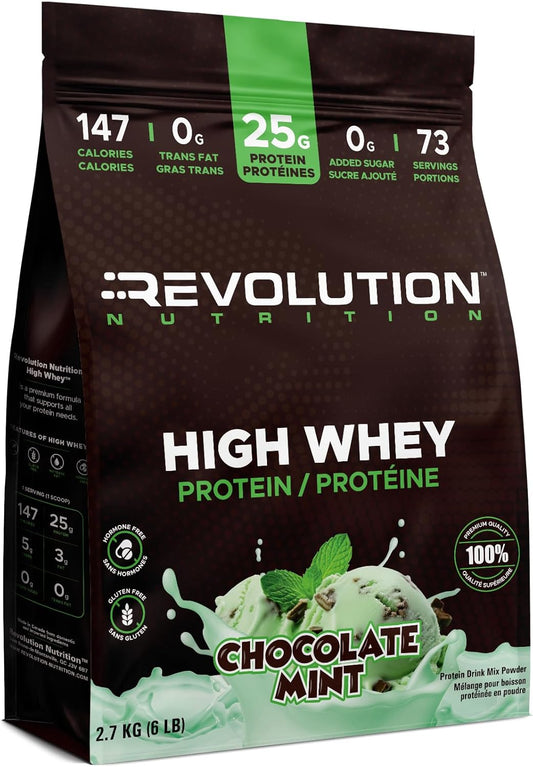 Revolution Nutrition High Whey Protein package for chocolate mint flavor