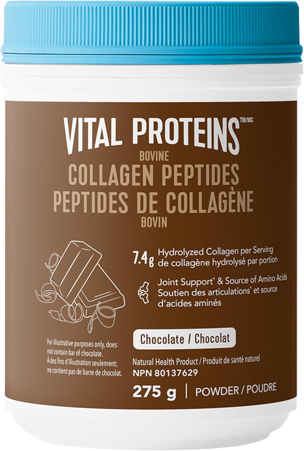 Vital Proteins bovine collagen peptides container with blue lid